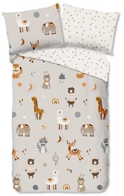 Set copripiumino e federa da bambini greige in cotone per letto singolo 140x200 cm Woody – Good Morning