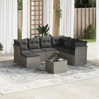 Set Divano da Giardino 8 pz con Cuscini Grigio in Polyrattan 3249839