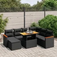 Set Divani da Giardino con Cuscini 8 pz Nero in Polyrattancod mxl 88880