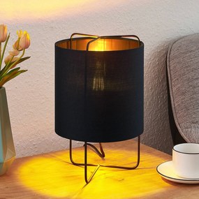 Lindby Kesta lampada da tavolo, nero-oro, 32 cm