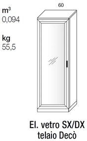 Vetrina 1 anta a telaio linea Prevaling disponibile in vari colori