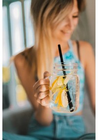 Set di 6 cannucce in vetro nero per bere, lunghezza 20 cm - Vialli Design