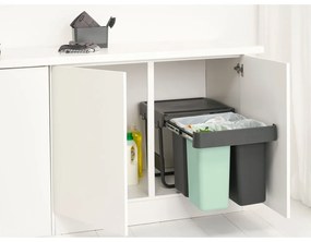 Bidone in plastica touchable per raccolta differenziata in grigio scuro menta 40 l Sort&amp;Go - Brabantia