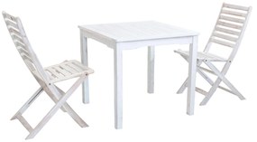 ABEL - set tavolo da giardino 80x80 compreso di 2 sedie in legno massiccio di acacia