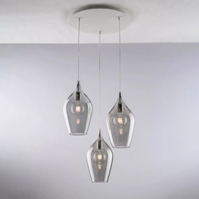 Lampadario Contemporaneo Ares Metallo Grigio Fumè 3 Luci E27