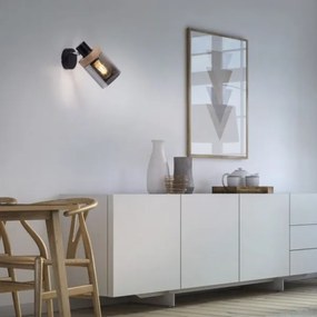 JUST LIGHT. 11311-18 -Faretto da parete PASQUAL 1xE27/40W/230V nero/albero di caucciù