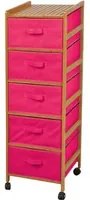 cassettiera struttura in bamboo tessuto non tessuto fucsia cm 36x36x105h 5cassetti 19145