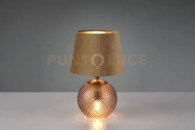 Jonna lampada da tavolo base vetro ambra illuminata con paralume ve...