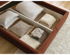 Letto matrimoniale color mattone imbottito con spazio contenitivo con griglia inclusa 160x200 cm Jade – Bobochic Paris