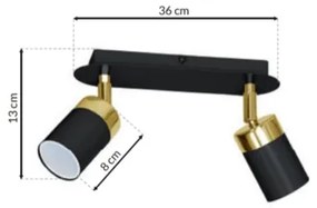 Faretto JOKER 2xGU10/25W/230V nero/oro