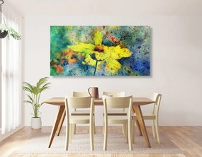 Stampa su tela – Fiore giallo con tocco vintage