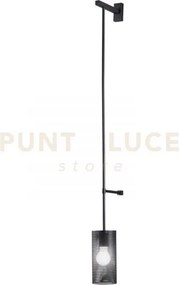 Applique a parete king nera satinato 1 luce attacco e27 10x18x120cm