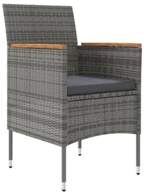 Set da pranzo per giardino 5 pz con cuscini grigio e nero