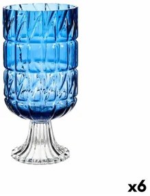 Vaso Intaglio Azzurro Cristallo 13 x 26,5 x 13 cm (6 Unità)