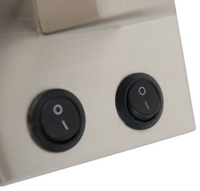 Lampada da parete moderna in acciaio con paralume bianco - Brescia