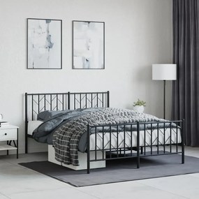 Giroletto Con Testiera E Pediera Metallo Nero 140x190 Cm /