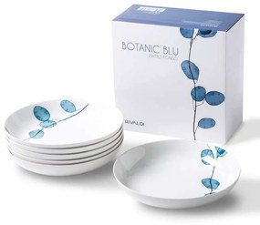 Servizio 6 Pz Piatti Fondi in Porcellana - Collezione Botanic Blue -