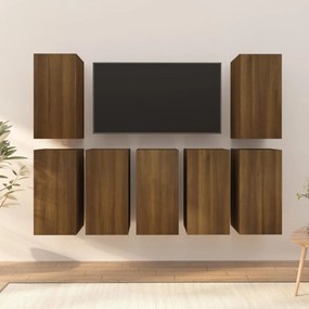 Mobili tv 7 pz rovere marrone 30,5x30x60cm in legno multistrato