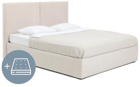 Letto matrimoniale imbottito beige con contenitore, materasso e rete inclusi 180x200 cm Thessa Bold – Bonami Selection