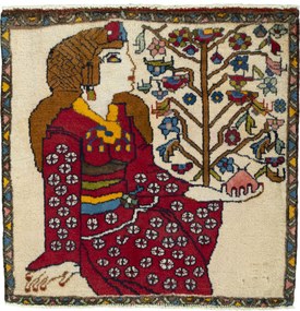 Shiraz Tappeto 70 x 70 Rosso (Iran) Annodato A Mano
