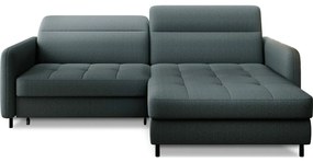 Divano angolare verde polveroso allungabile/con contenitore (con penisola a destra/con chaise lounge) e rivestimento in velluto Gomsi – ELTAP