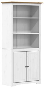 Libreria BODO 80x40x172 cm Legno Massello Pino Bianco e Marrone