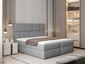 Letto matrimoniale boxspring Londra - 160 x 200 cm , Tessuto grigio chiaro