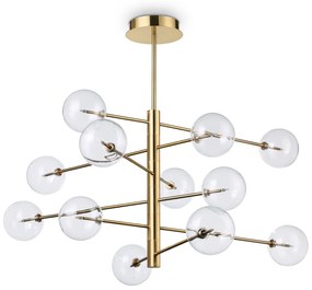 Sospensione Contemporanea Equinoxe Metallo Ottone 12 Luci 2W 3000K Luce Calda