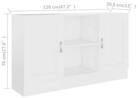 Credenza Bianca 120x30,5x70 cm in Legno Multistrato