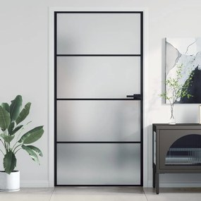 Porta Interni Sottile Nera 102,5x201,5vetro Temperato Alluminio /