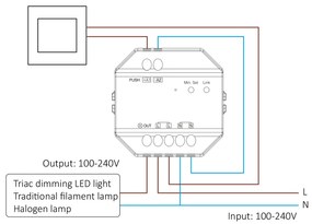 Dimmer da Pulsante Push e Telecomando TRIAC 230Vac 300W RF