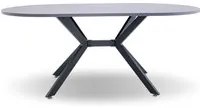 Marui - Table manger ovale en bois et mtal avec pied central Ashi 150x90 cm - gris effet bois