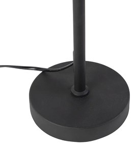 Lampada da Tavolo Nera con Paralume in Velluto, Motivo Foglie e Interno Oro - Parte