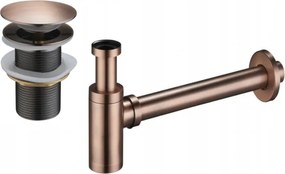 Mexen sifone semi-circolare da lavabo con tappo clic-clac, senza troppo pieno, rame antico - 7991050-45