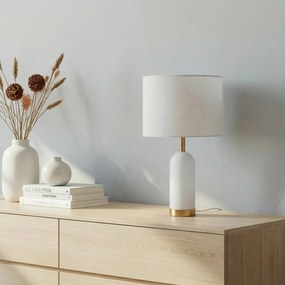 Lampada da tavolo Alabaster Lindby, Bianco / Opale, Soggiorno / Sala da pranzo, Tessuto / Stoffa / Seta, Scandinavo, Lampada da tavolo