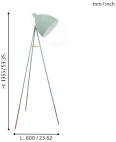 Eglo 49342 - Lampada da terra DUNDEE 1xE27/60W/230V