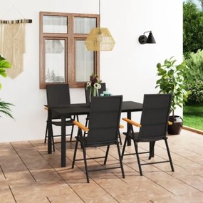 Set da Pranzo da Giardino 5 pz Nero e Marrone