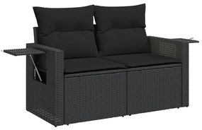 Set divani da giardino 11 pz con cuscini in polyrattan nero