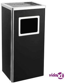 vidaXL Pattumiera con Posacenere da Albergo 45 L Acciaio Nero