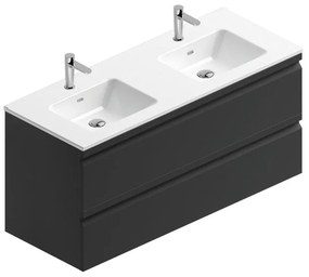 Mobile sottolavabo e lavabo Pull per vasca centrale grigio grafite opaco in mdf L 120 x H 56 x P 46 cm 2 cassetti