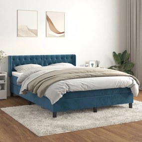 Giroletto A Molle Con Materasso Blu Scuro 140x200 Cm İn Velluto /