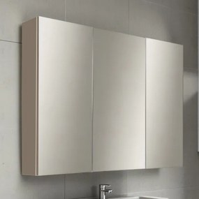 Specchio contenitore bagno a 3 ante 80xh60 cm in legno Tortora Opaco