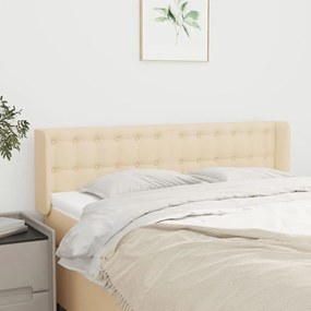 Testiera Ad Orecchio Crema 147x16x78/88 Cm İn Tessuto /