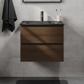 Mobile da bagno CONOR 61 cm con lavabo, noce/nero