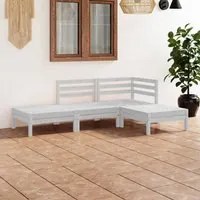 Set Divani da Giardino 4 pz Bianco in Legno Massello di Pino 3082618