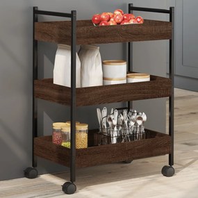 Carrello Da Cucina Rovere Marrone 50x30x70 Cm Legno Multistrato /