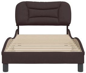 Giroletto con testiera marrone scuro 90x200 cm in tessuto