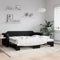 Divano Letto con Letto Estraibile Nero 80x200 Tessuto 3197631