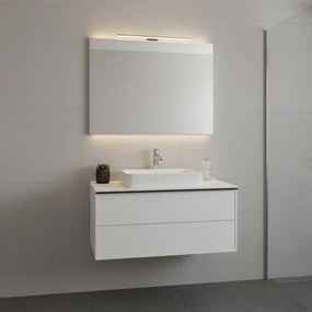 Mobile da bagno sospeso sotto lavabo Pixel frame 1 cassetto L 80 x H 40 x P 45.5 cm bianco laccato opaco, con maniglia alluminio nero opaco