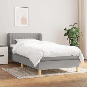 Giroletto A Molle Con Materasso Grigio Chiaro 90x200 Cm Tessuto /